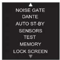 NOISE GATE DANTE AUTO ST-BY SENSORS TEST MEMORY LOCK SCREEN