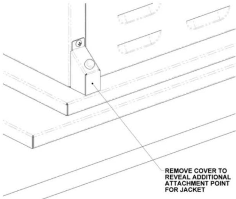 REMOVE COVER TO REVEAL ADDITIONAL ATTACHMENT POINT FOR JACKET