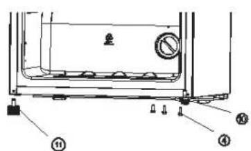 Technical diagram of a mechanical or electrical component with labeled parts and mounting points