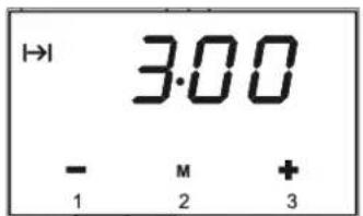 → 3:00 - M + 1 2 3