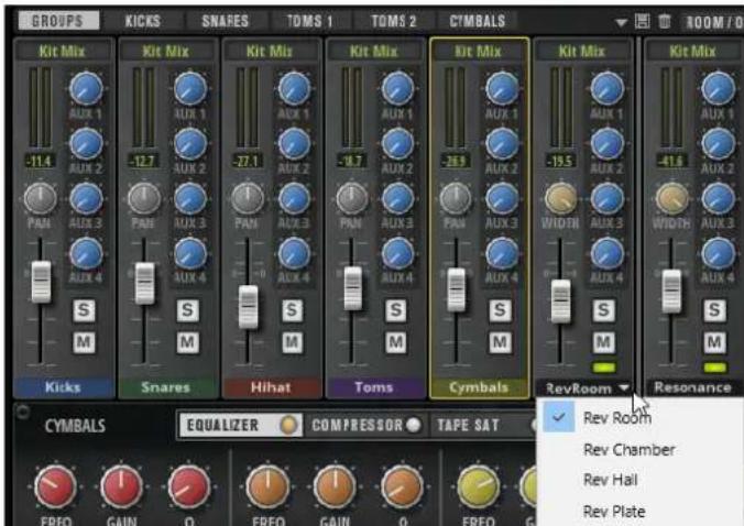 STEINBERG Simon Phillips Vintage Drums - Mixer Page Parameters - 2