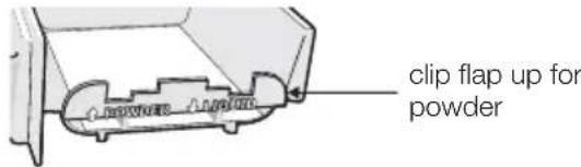 clip flap up for powder