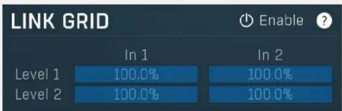 LINK GRID Enable ? In 1 In 2 Level 1 100.0% Level 2 100.0% 100.0% 100.0% 100.0%