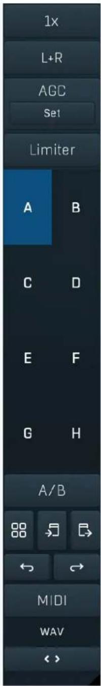 1x L+R AGC Set Limiter A B C D E F G H A/B MIDI WAV < >
