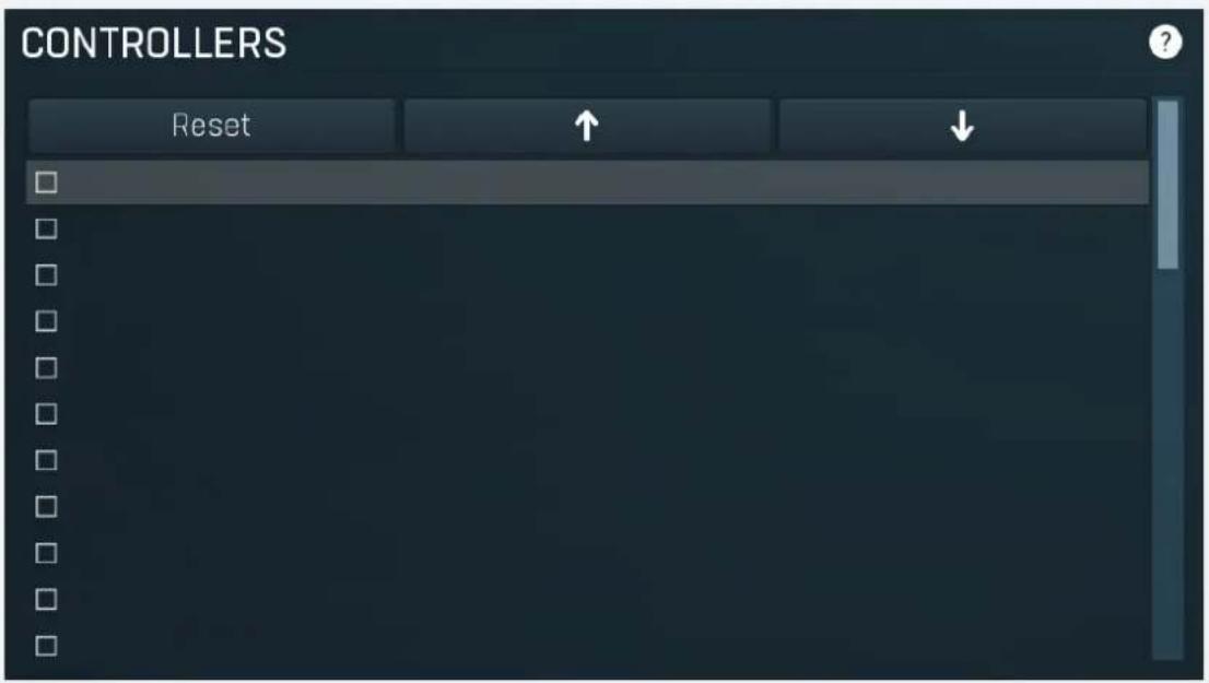 CONTROLLERS Reset ↑ ↓