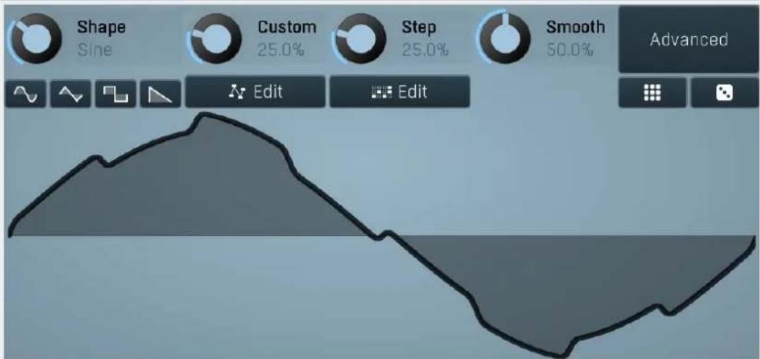 Shape Sine Custom 25.0% Step 25.0% Smooth 50.0% Advanced Edit Edit