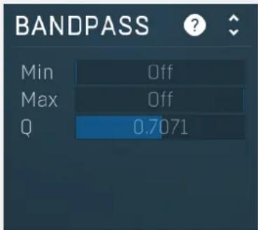 BANDPASS Min Off Max Off Q 0.7071