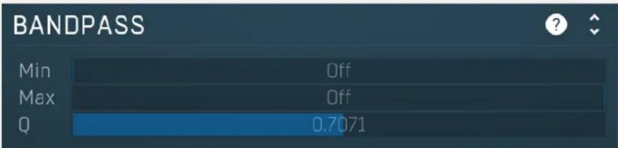 BANDPASS Min Off Max Off Q 0.7071