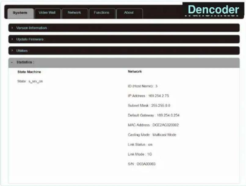 Lumens OIP-D40E - System - Statistics - 1