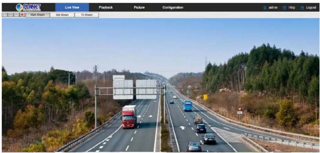 PLANT Live View Playback Picture Configuration admin Help Logout Main Stream Sub Stream Tri-Stream