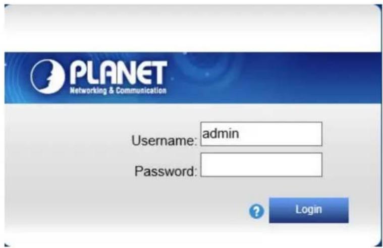 PLANET Networking & Communication Username: admin Password: Login