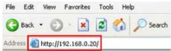 File Edit View Favorites Tools Help Back Search Address http://192.168.0.20/