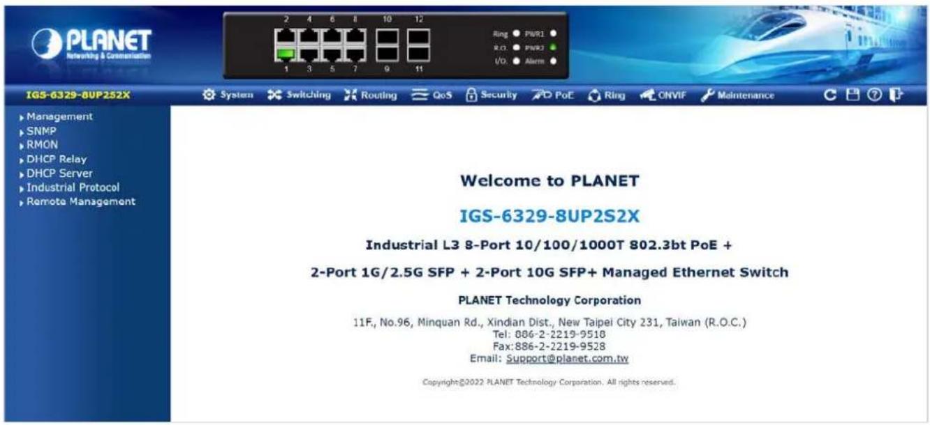 Planet IGS-6329-8UP2S2X - Web Management - 2