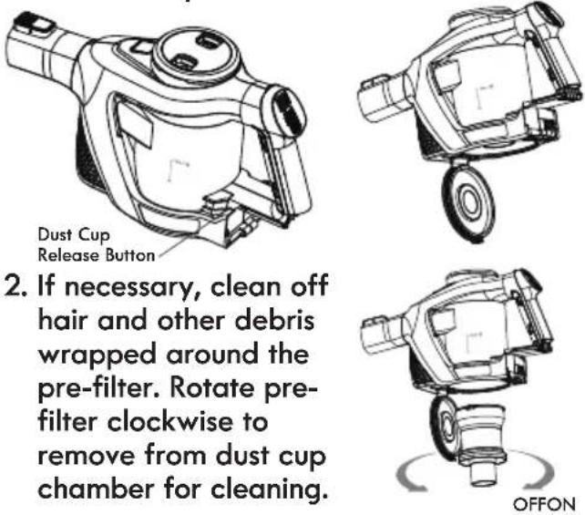 KENMORE DS6025 - EMPTYING DUST CUP AND FILTER CLEANING - 1