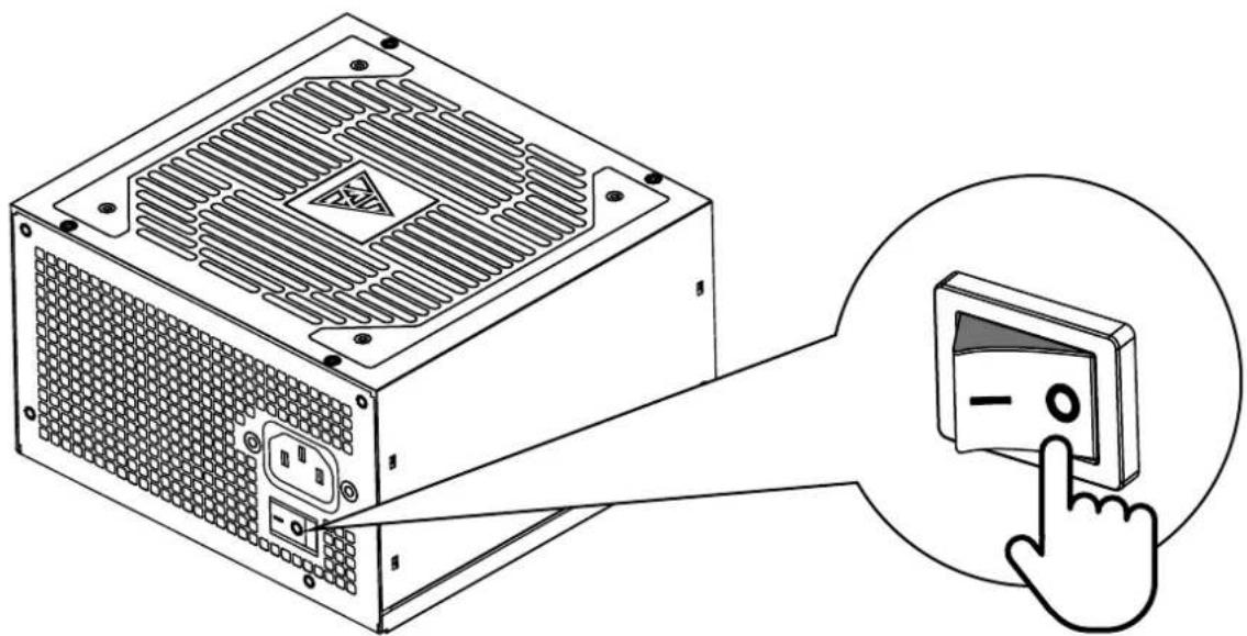 Gamdias Helios P2-750G - Turn off the PSU before installing by pushing I/O switch to "O" position. - 1