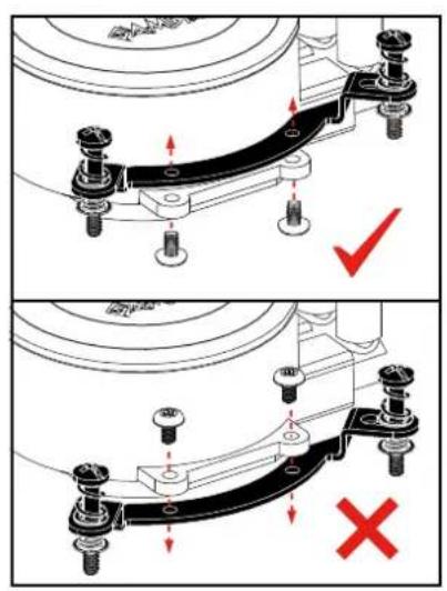 Technical diagram showing mechanical assembly with labeled parts and checkmark indicators
