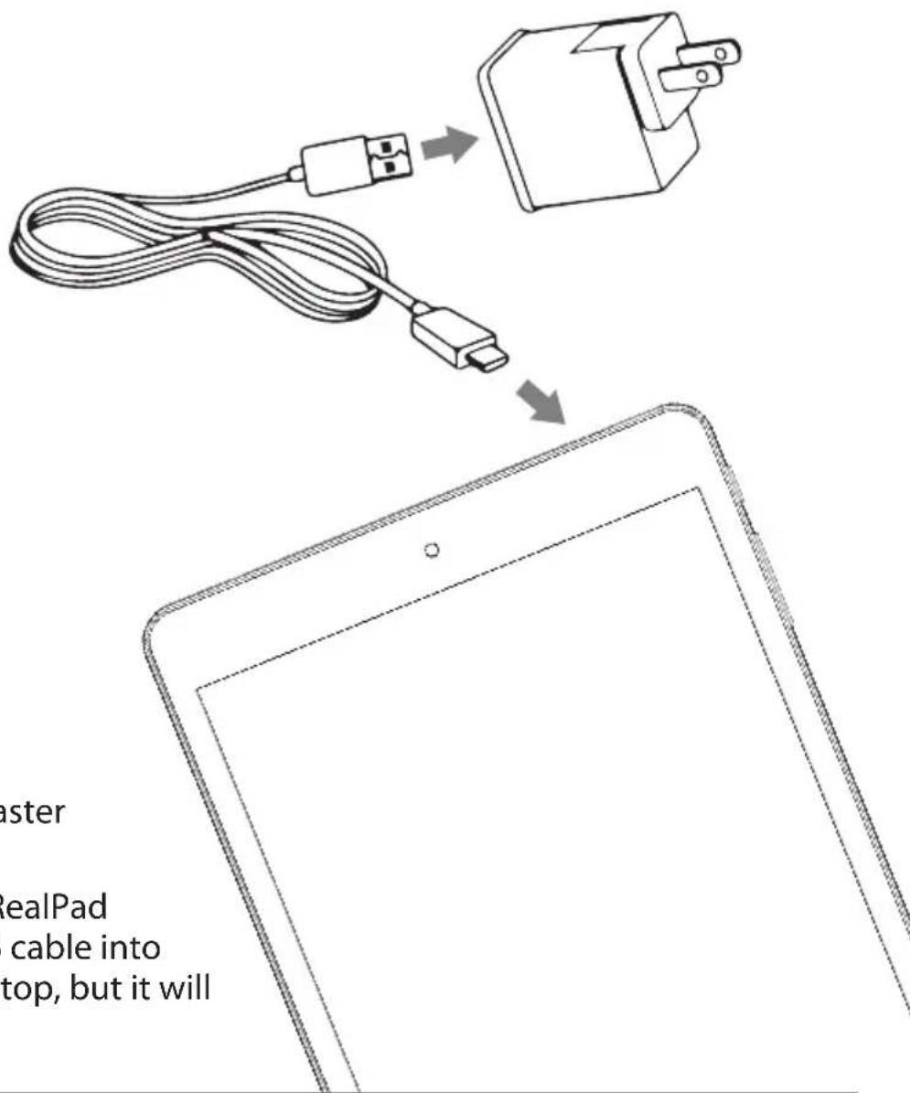 master RealPad cable into top, but it will