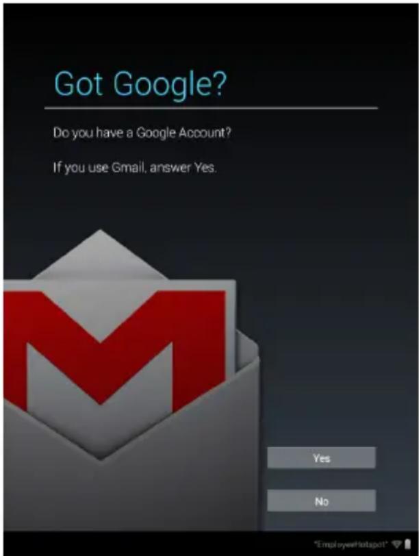 Got Google? Do you have a Google Account? If you use Gmail, answer Yes. Yes No *Employ well hot spot!