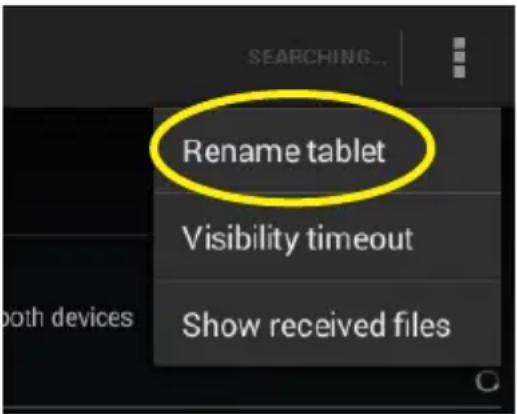 Rename tablet Visibility timeout Show received files