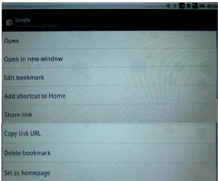 Open Open in new window Edit bookmark Add shortcut to Home Share link Copy link URL Delete bookmark Set as homepage