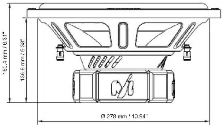 160.4 mm / 6.31" 136.6 mm / 5.38" Ø 278 mm / 10.94"