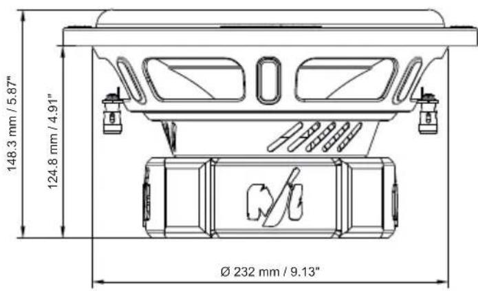 148.3 mm / 5.87" 124.8 mm / 4.91" Ø 232 mm / 9.13"