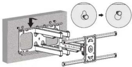 Technical diagram showing a mechanical assembly with labeled components and a magnified inset showing two circular components.