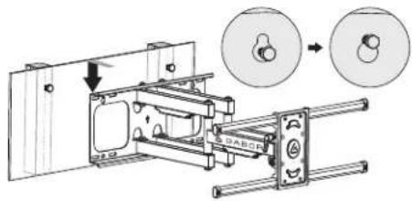 Technical diagram showing a mechanical assembly with labeled components and an inset magnified view of a circular component.