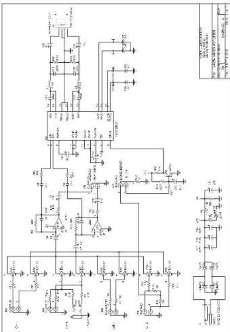 Electrical circuit diagram with labeled components and connections, including transistors, resistors, capacitors, and switches.