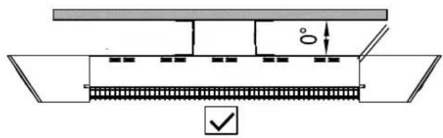 Technical diagram showing a mechanical or structural assembly with labeled dimensions and a checkmark indicating a specific section.