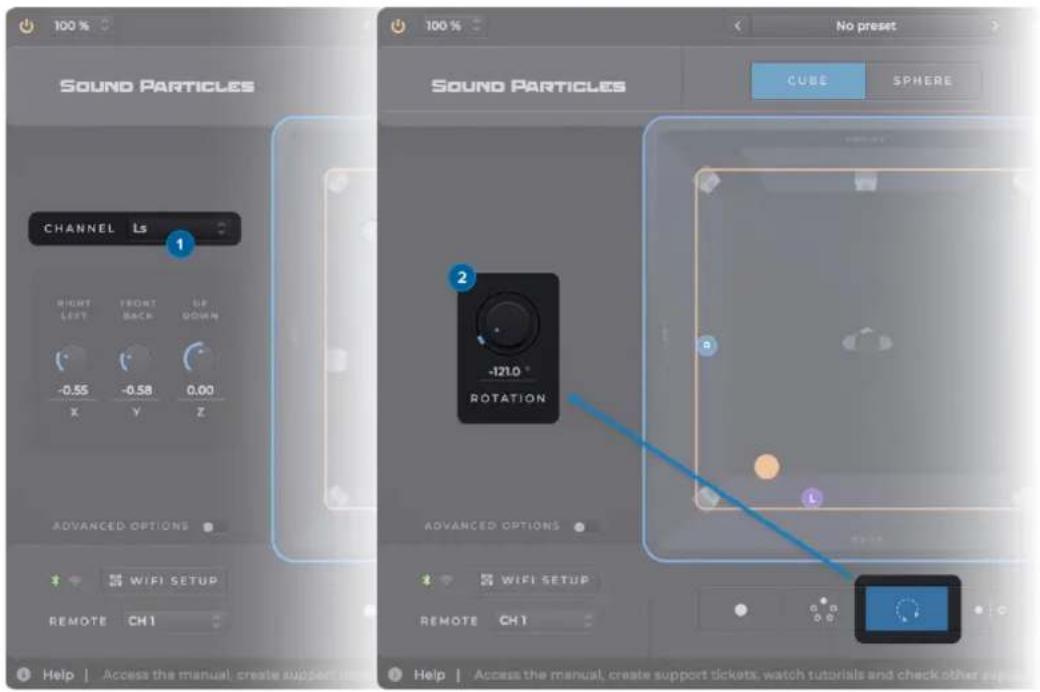 100 % SOUND PARTICLES CHANNEL Ls RIGHT LEFT FRONT BACK UP DOWN -0.55 -0.58 0.00 X Y Z ADVANCED OPTIONS WIFI SETUP REMOTE CH1 Help | Access the manual, create support time 100 % SOUND PARTICLES No preset CUBE SPHERE 2 -1210° ROTATION ADVANCED OPTIONS WIFI SETUP REMOTE CH1 Help | Access the manual, create support tickets, watch tutorials and check other support times