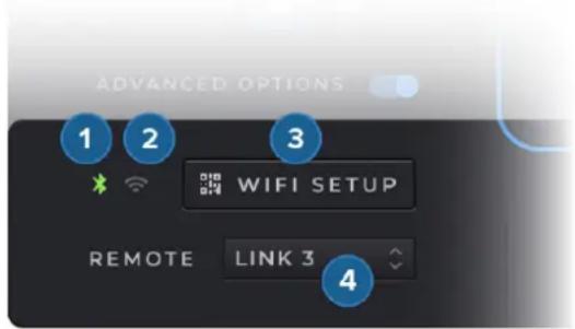 ADVANCED OPTIONS 1 2 3 WIFI SETUP REMOTE LINK 3 4