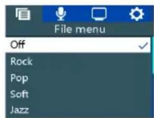 File menu Off Rock Pop Soft Jazz