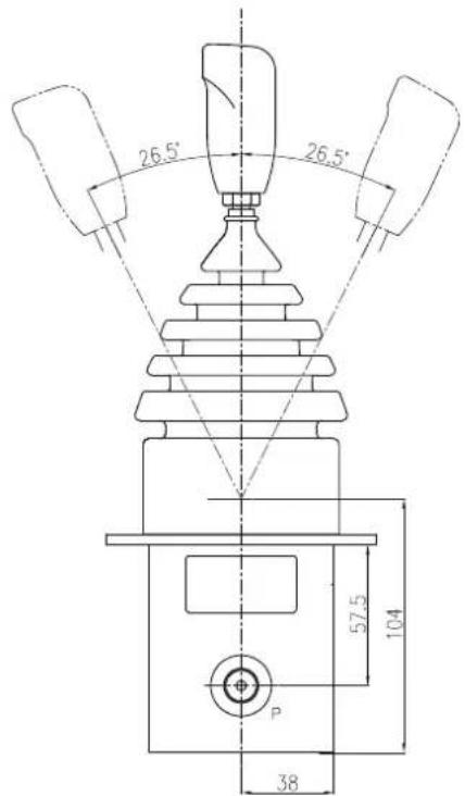 26.5° 26.5° 57.5 104 38 P