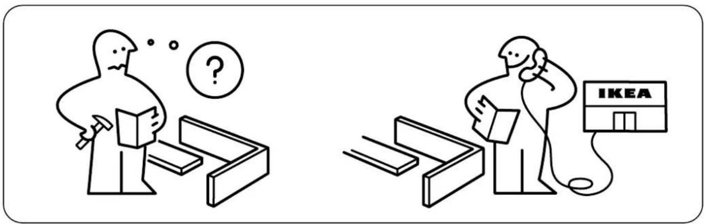 Illustration comparing two scenes: one showing a person with a hammer and question mark, the other showing a person with a IKEA phone connected to a box.