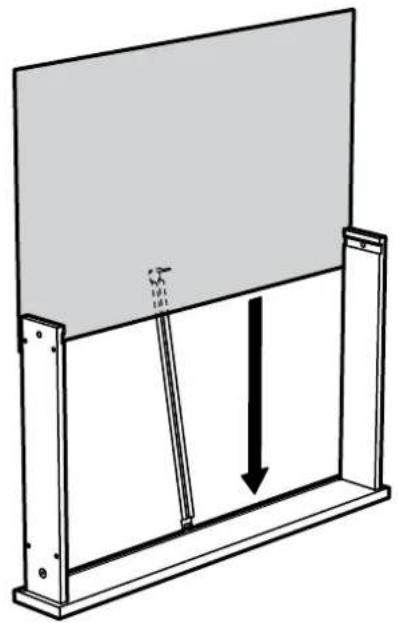Diagram of a mechanical assembly with a vertical rod and downward arrow, no text or symbols present