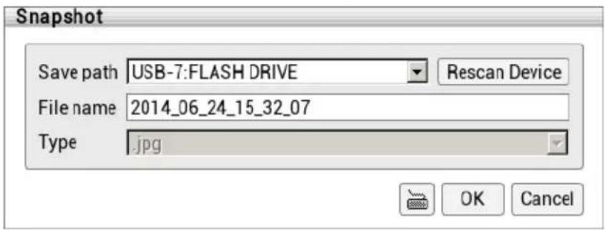 Snapshot Save path USB-7:FLASH DRIVE Rescan Device File name 2014_06_24_15_32_07 Type .jpg OK Cancel