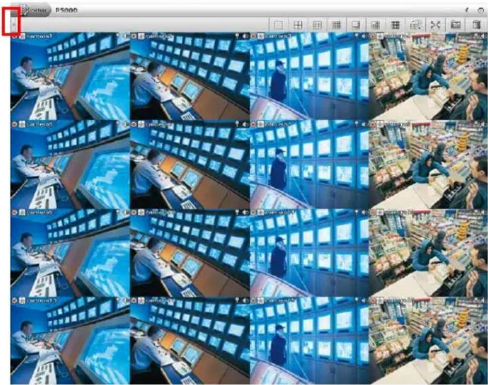 Screenshot of a video surveillance interface showing multiple surveillance feeds with operators at control panels and a red square highlighting the 'Camera1' (Camera 1) in the top-left corner.