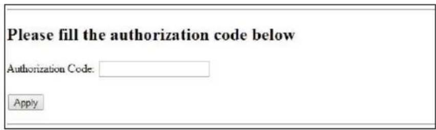 Please fill the authorization code below Authorization Code: Apply