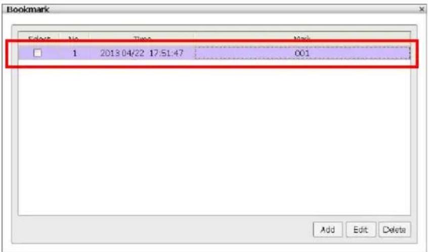 Bookmark Select No Two Make 1 2013 04/22 17:51:47 001 Add Edit Delete
