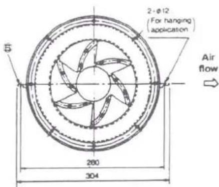 2-φ12 (For hanging) application Air flow 51 260 304