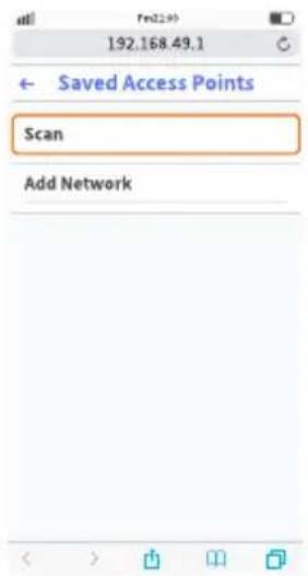 192.168.49.1 ← Saved Access Points Scan Add Network