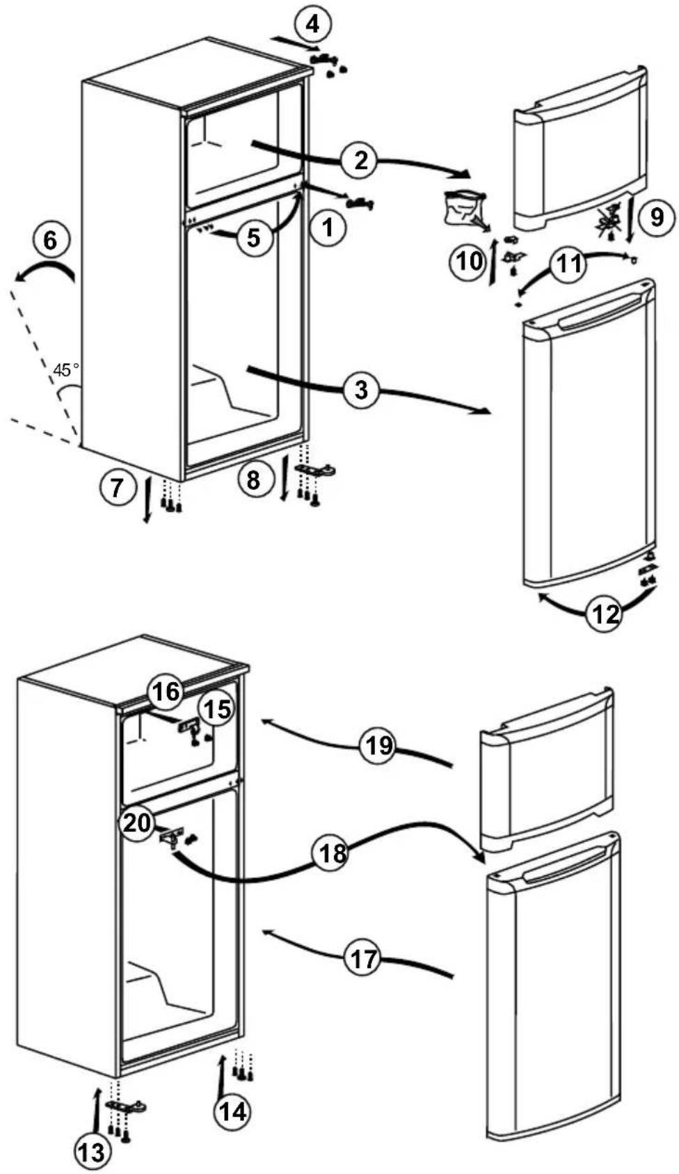 BEKO RDNE456M10W_IL - Reversing the doors - 1