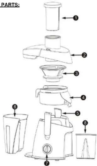 PARTS: ① ② ③ ④ ⑤ ⑥ ⑦ ⑧