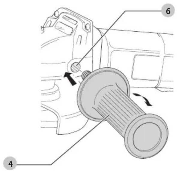 Technical diagram showing mechanical assembly with numbered parts and directional arrows indicating motion or movement