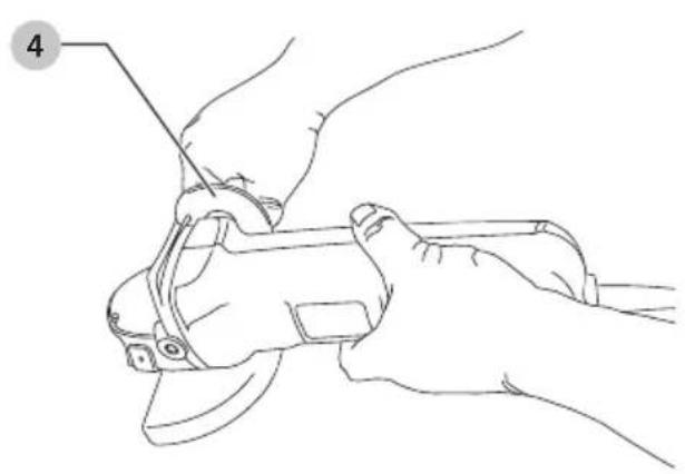 Line drawing of hands using a tool to adjust or install a mechanical component (no text or symbols present)