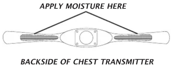 Horizon Fitness ESC3 - CHEST STRAP TRANSMITTER PLACEMENT AND MOISTENING THE ELECTRODES - 2