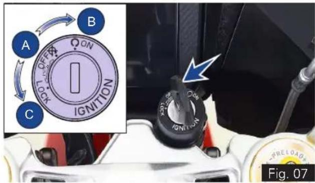 A B C OFF ON IGNITION OFF ON IGNITION Fig. 07