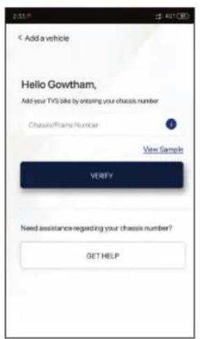 Add a vehicle Hello Gowtham, Add your TVS bike by entering your chess number Chessie/Frame/Number View Sample VERIFY Need assistance regarding your chess number? GET HELP