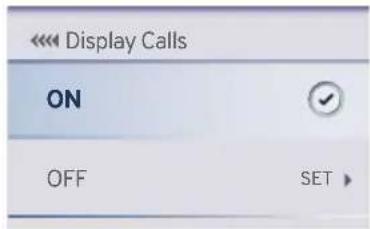 << Display Calls ON OFF SET